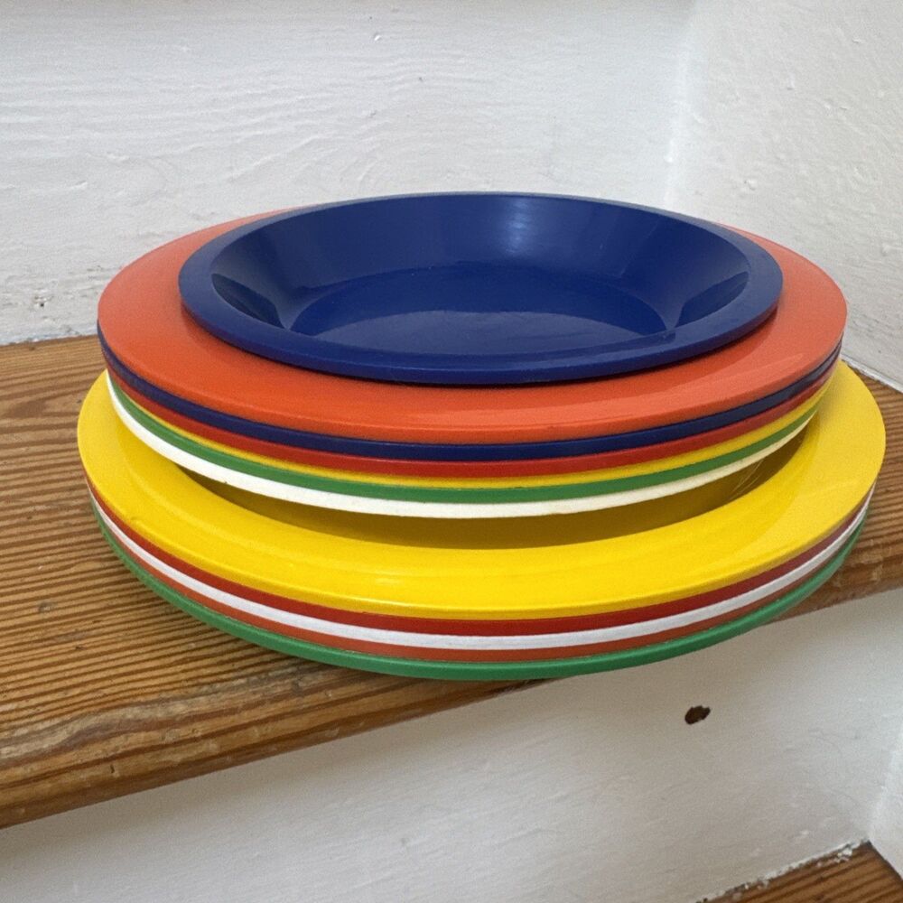 Lot Ingrid ltd Vintage 4 Dinner 6 Lunch Plates 1 Bowls Picnic Ball Parts 11pcs